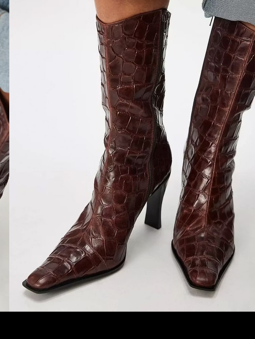 Free people Jeffrey Campbell Brown Croc-Embossed sweet talker boots